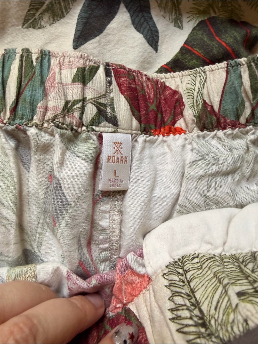 Roark Tropical Leaf Button-Down Shirt in Green, Red, Orange - Picture 2 of 3